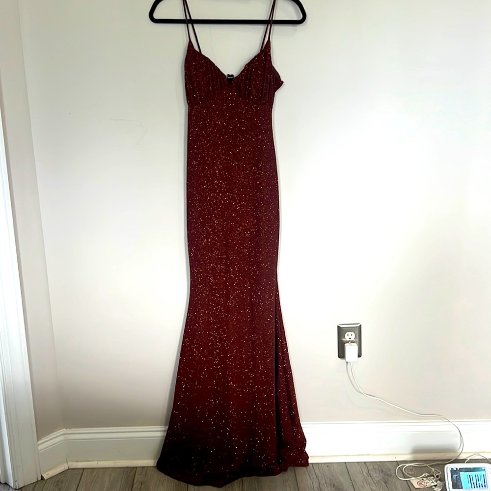 Maroon sparkly long dress